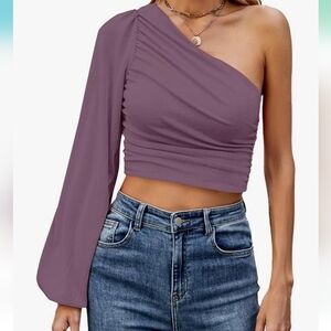 One-Shoulder Whi5e Women's Top